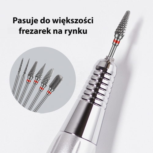 Zestaw 6 Frezów Karbidowych z Węglika Spiekanego czerwonych + Szczoteczka